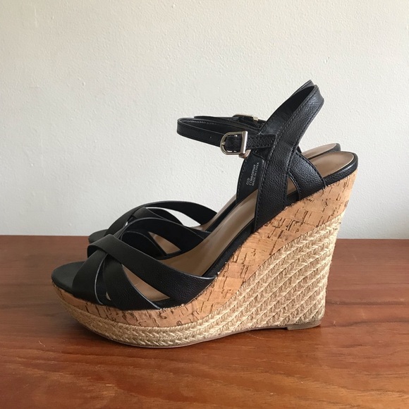 Charles David | Leather Ankle Strap Platform Wedge Sandal w/ Cork + Brai… - Picture 3 of 8